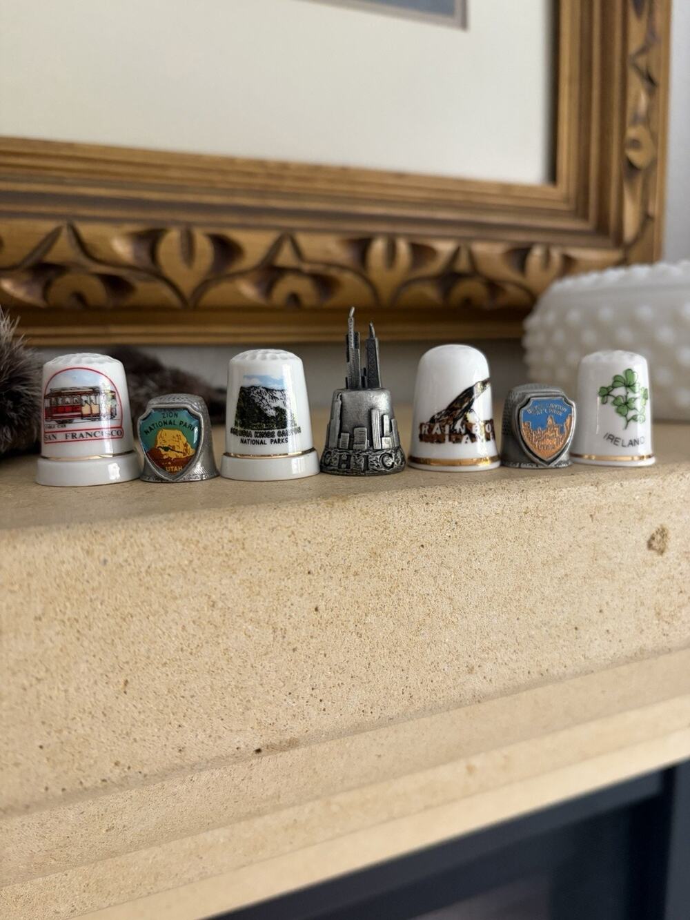 Vintage Thimbles Porcelain Souvenir Thimble Set Of 7 Cottagecore Trinkets